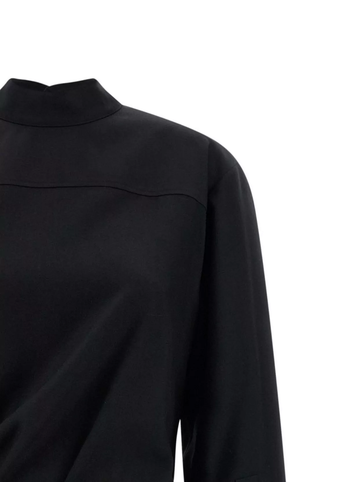 The Row High Neck Long Sleeve Dress With Waist Tie