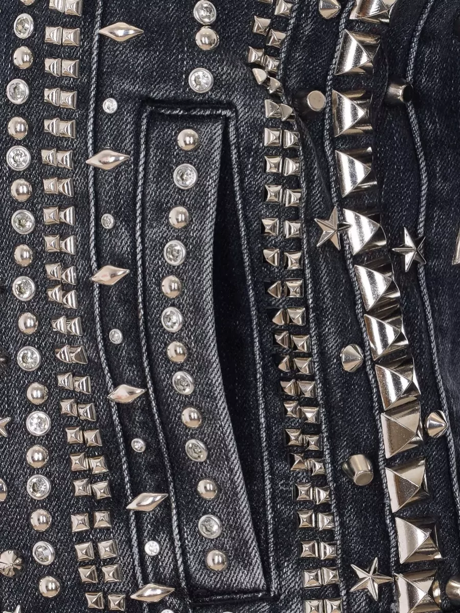 R13 Studded Single-Breasted Denim Jacket
