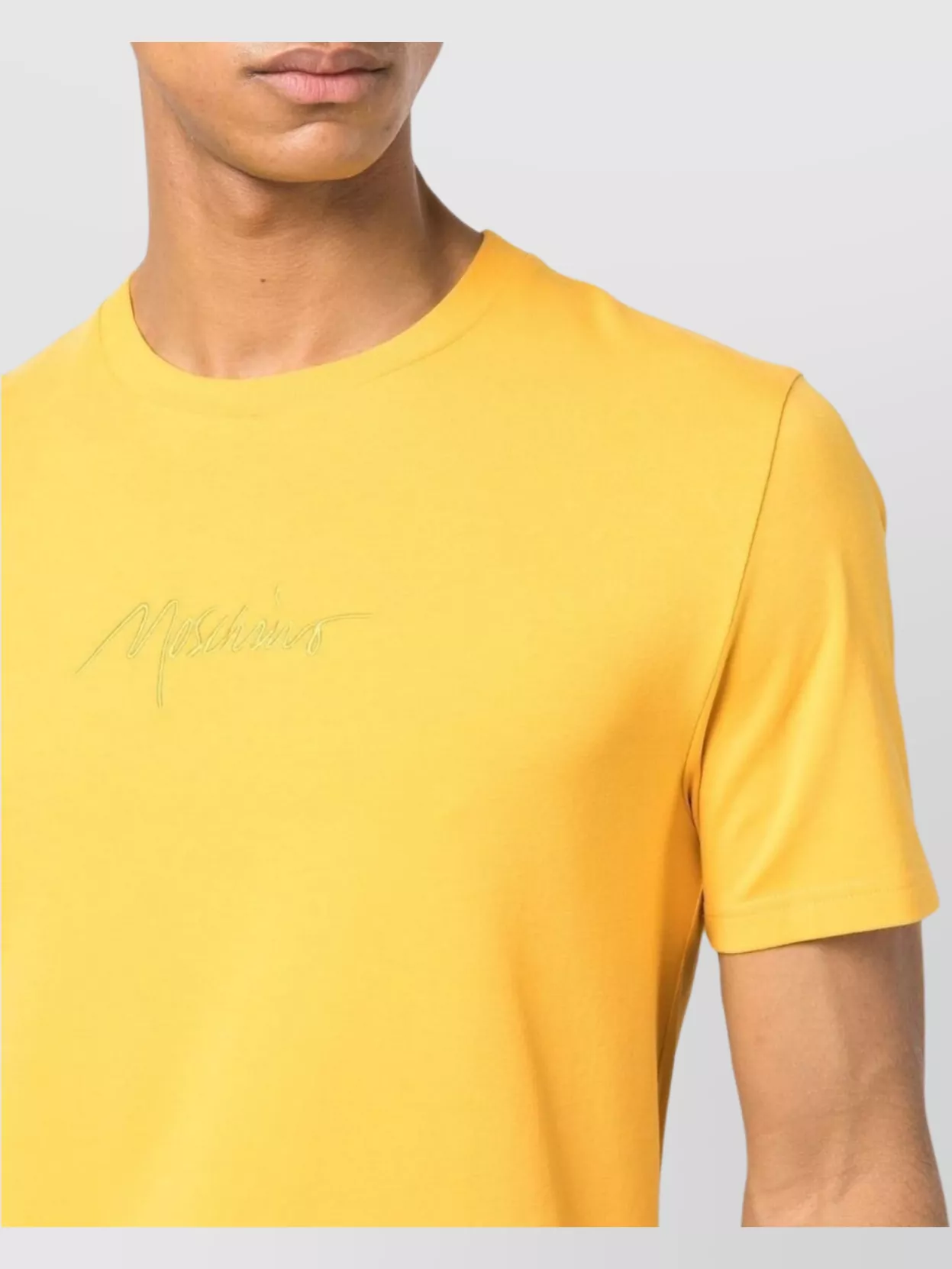 Moschino Cotton Stretch Crew Neck T-shirt In Gold