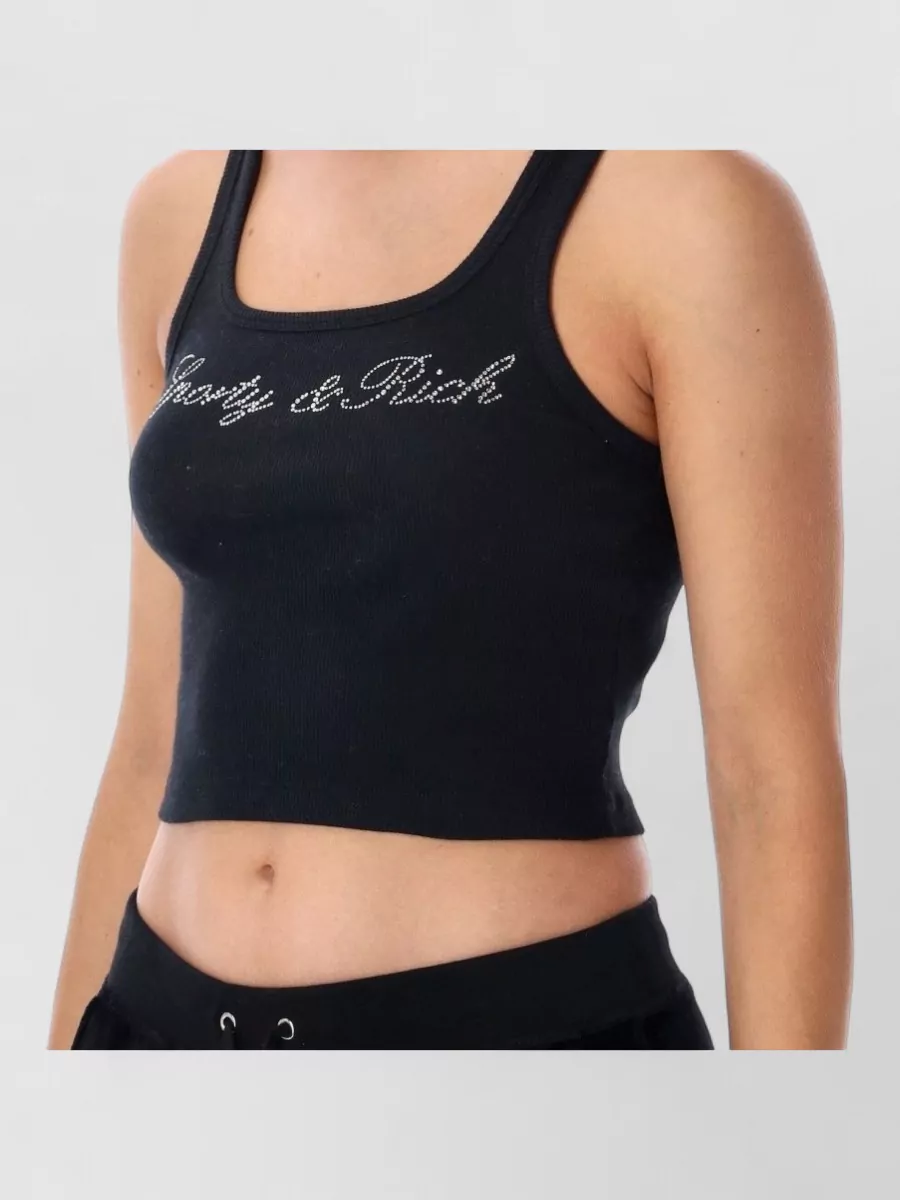 Sporty & Rich Crystal-Embellished Velour Tank Top