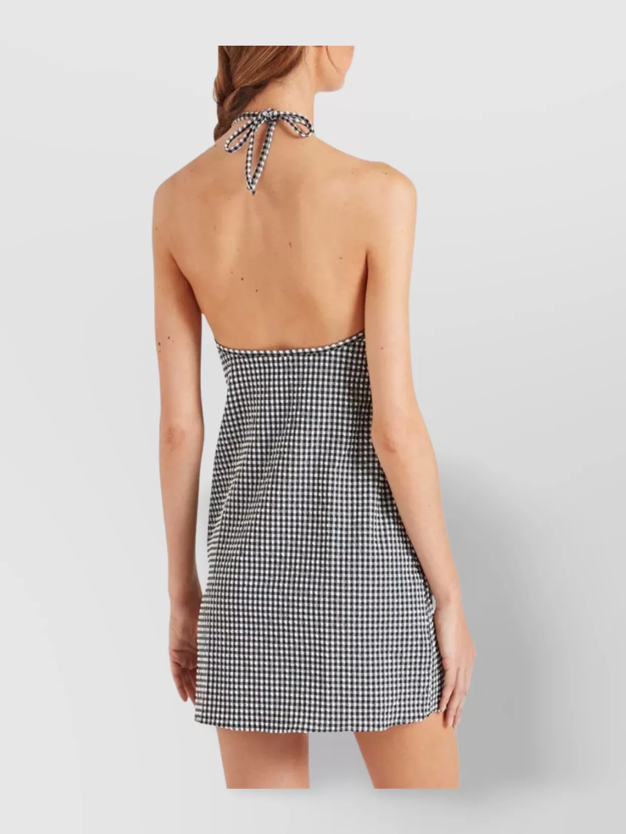 Hunza G Halter Neck A-Line Check Dress