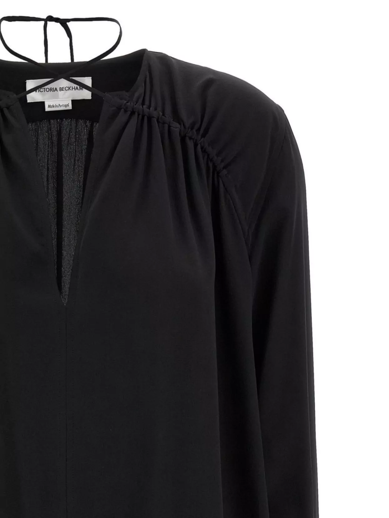 Victoria Beckham Gather Detail Tie Blouse With Gathered Shoulders