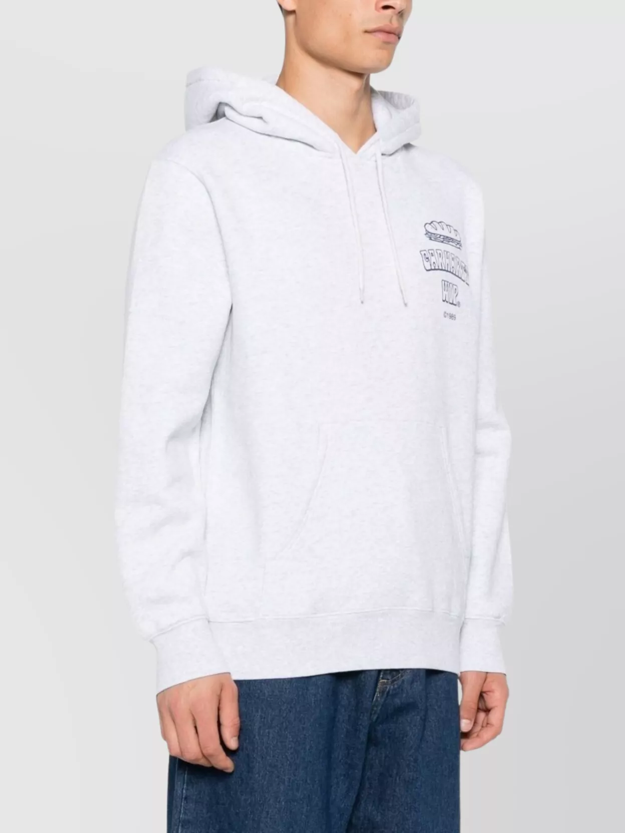 Carhartt Logo Cotton Hoodie With Drawstring Hood In White