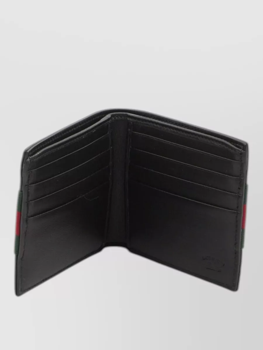 Gucci Web Trademark Leather Bifold Wallet