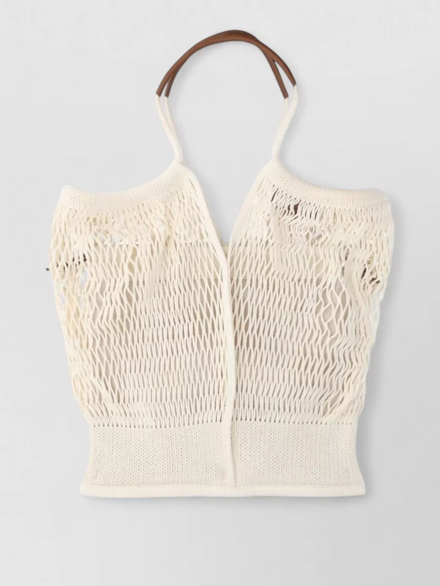 Hereu Cotton Shoulder Tote Bag Mesh Design