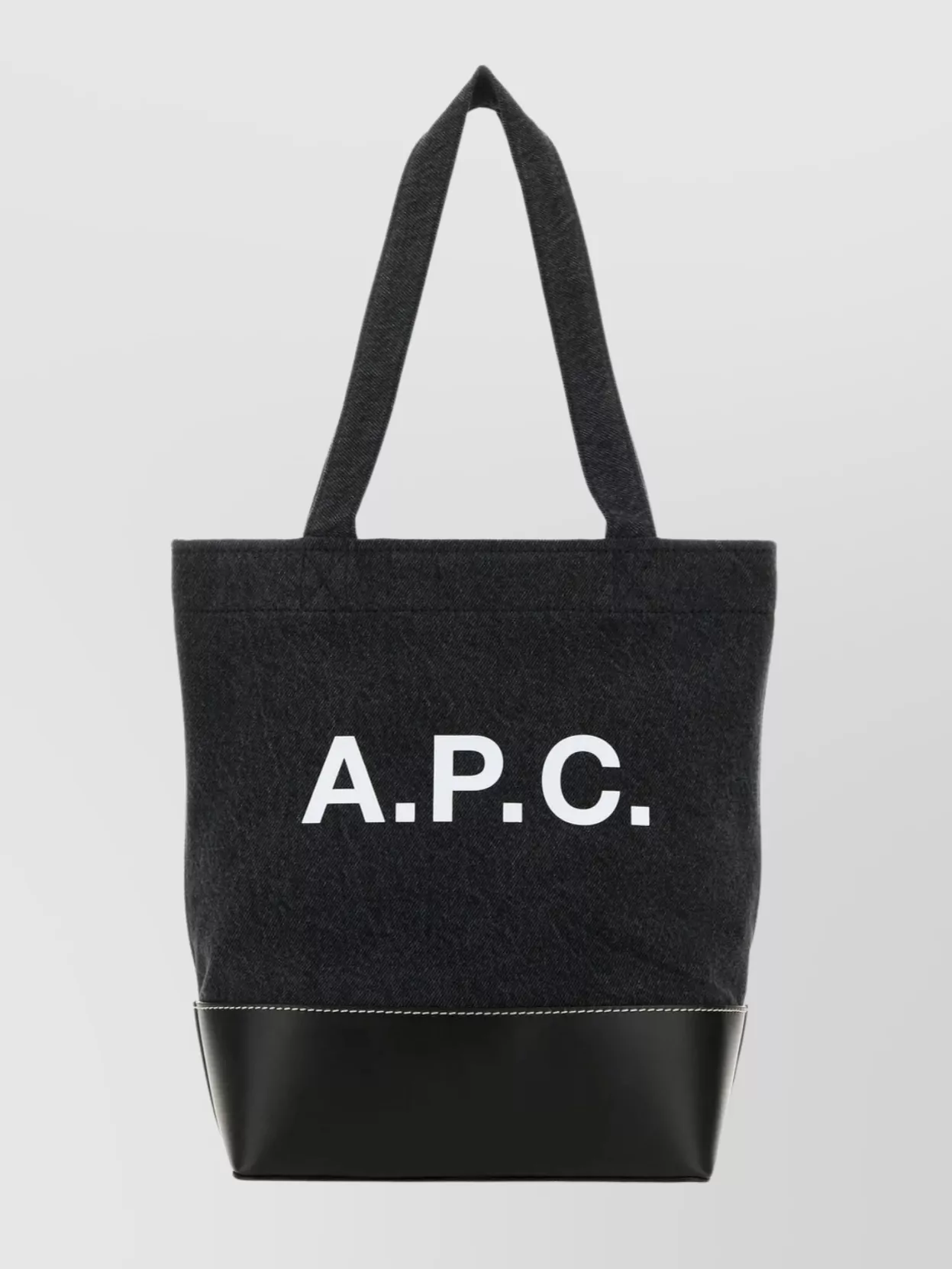 Shop Apc Denim And Leather Tote Bag