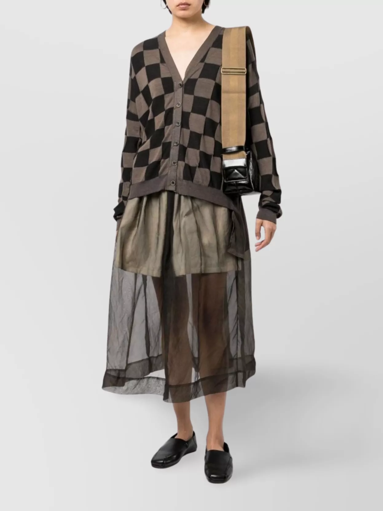 Uma Wang Layered Midi Skirt Elastic Waistband