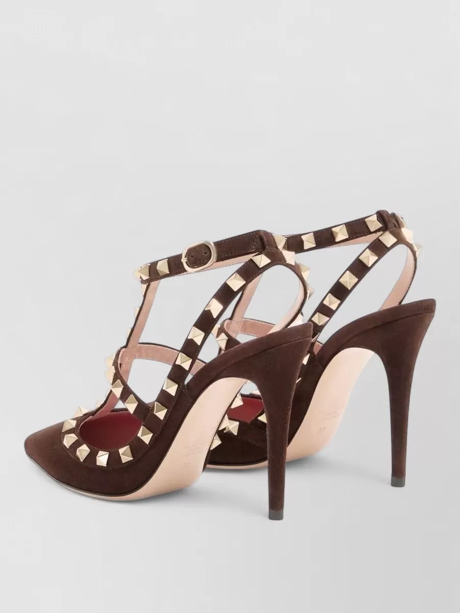 Valentino Garavani Leather Rockstud Ankle Strap Pumps