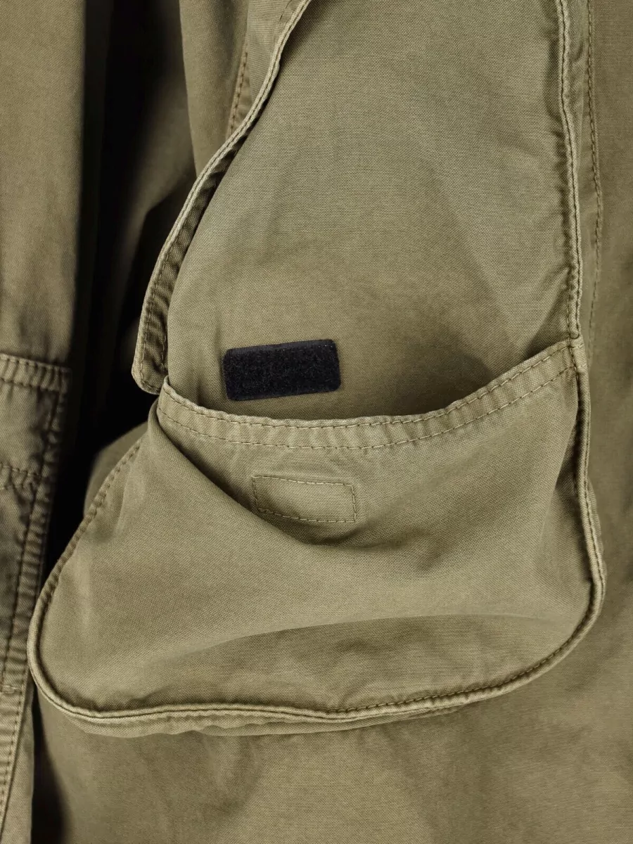 Attico High Collar Jacket Front Pockets Snaps In Green