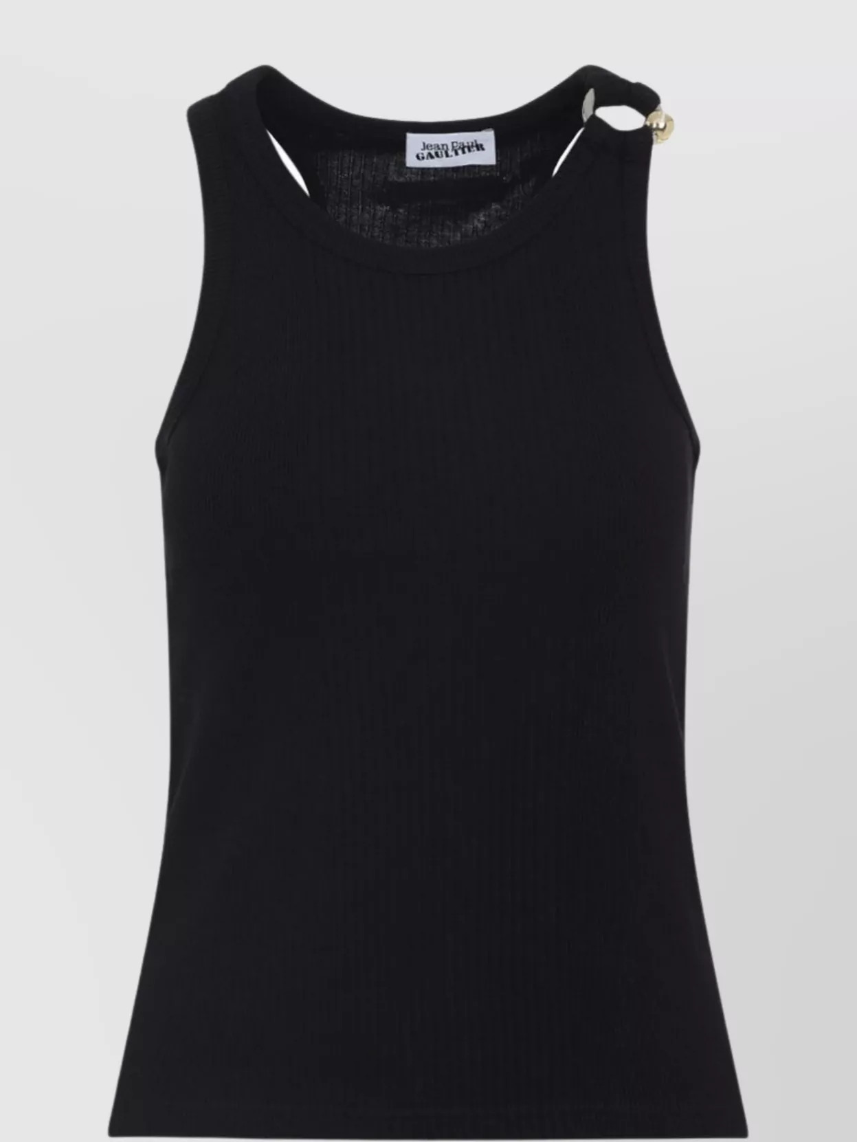 Jean Paul Gaultier Tank Top With Gold-tone Hardware And Ribbed Texture In Black