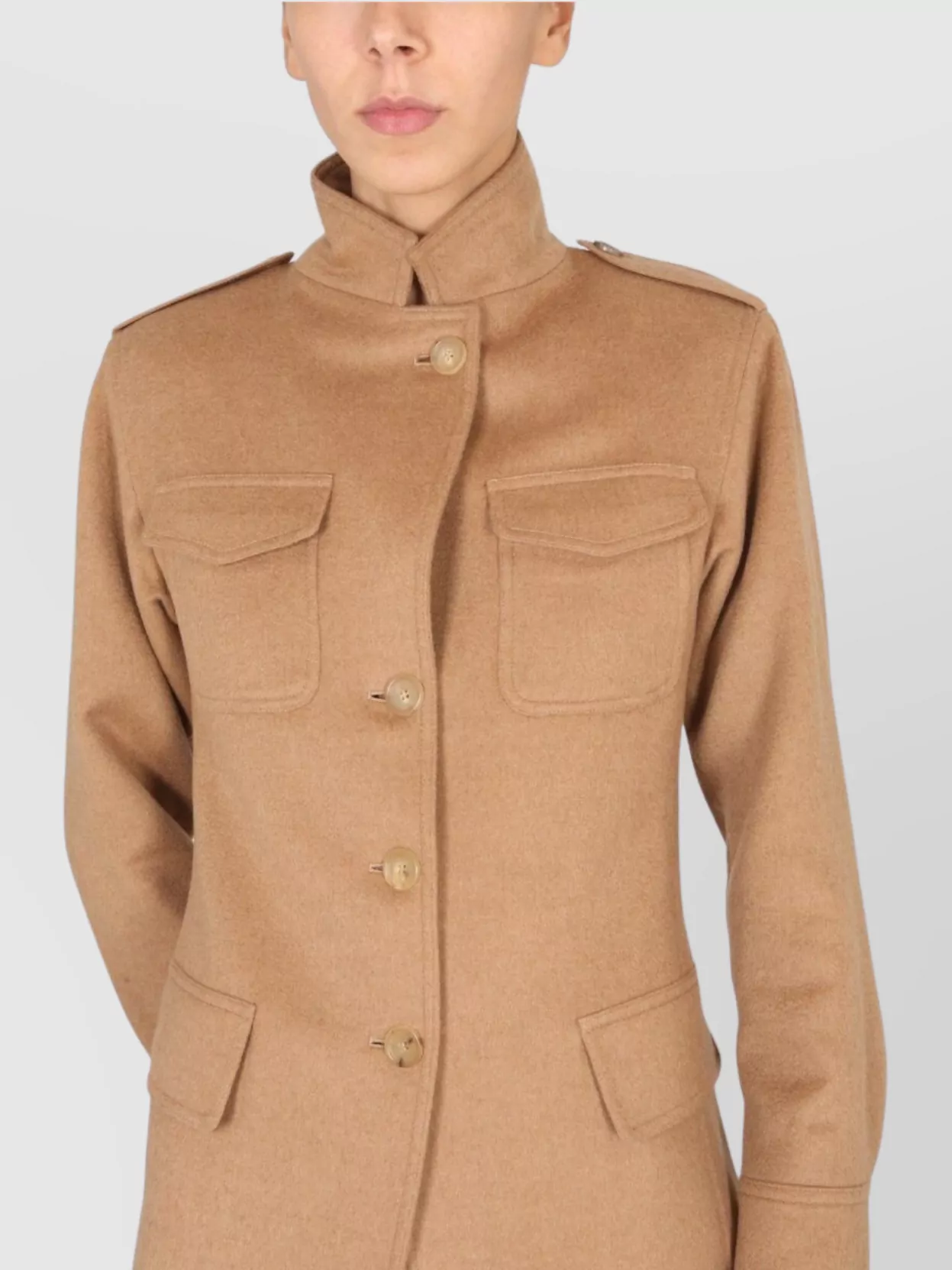 Max Mara Peonies Jacket With High Collar And Pockets In Brown