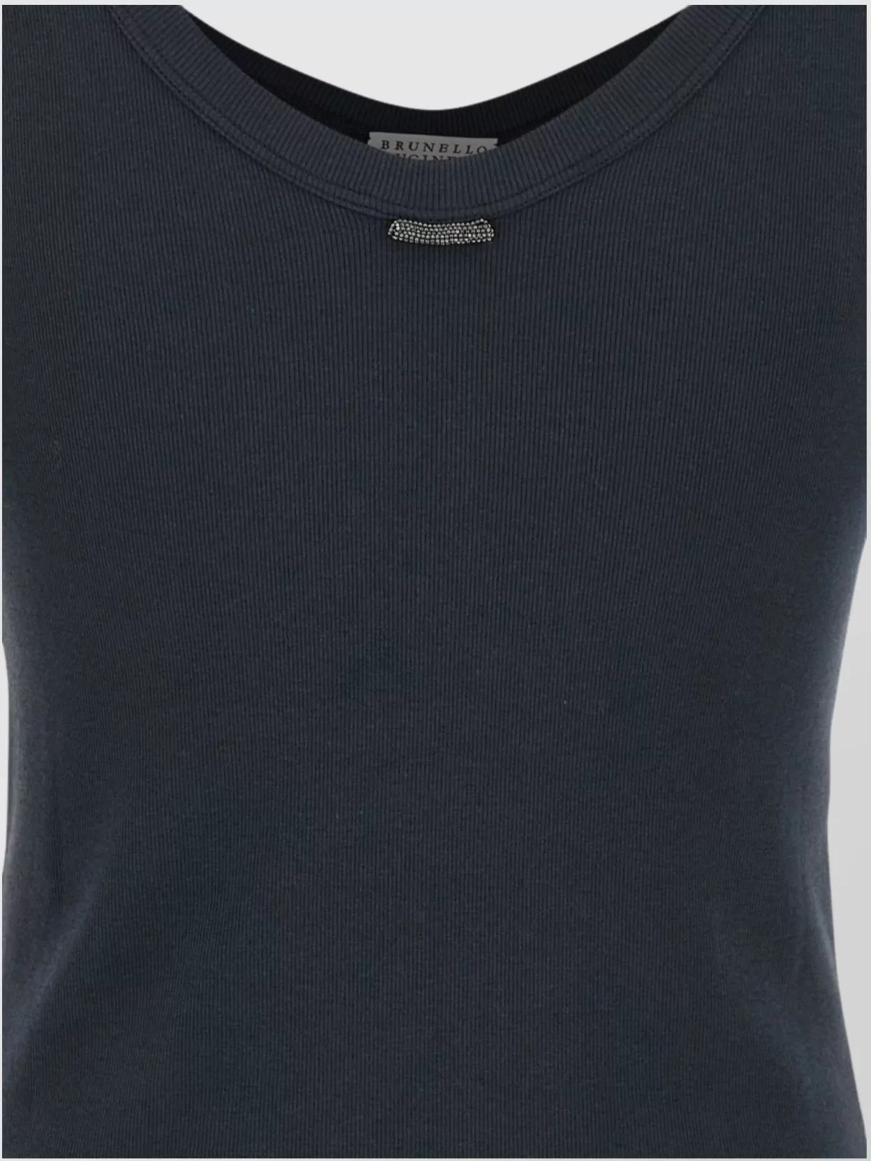 Brunello Cucinelli Ribbed Scoop Neck Short Sleeve Top In Black