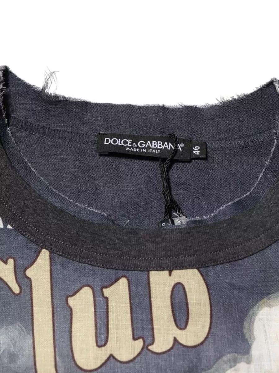Dolce&Gabbana Linen Graphic-Print Crew-Neck Short-Sleeve T-Shirt