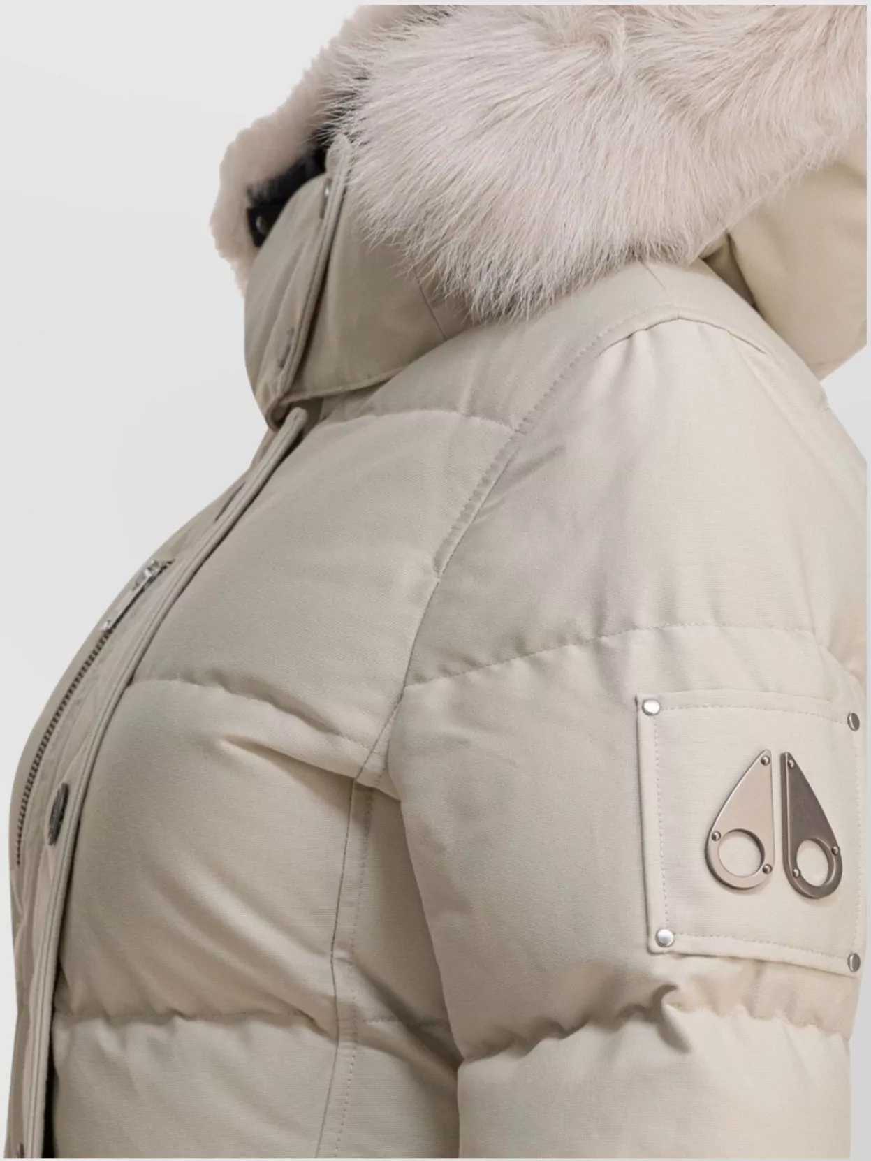 Moose Knuckles Long Hooded Quilted Jacket With Faux Fur