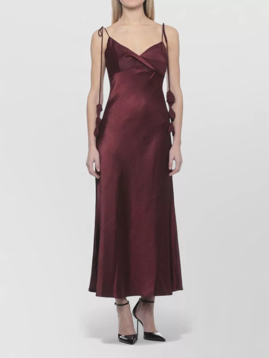 Self-Portrait Satin Floral-Embellished Mermaid Midi Dress