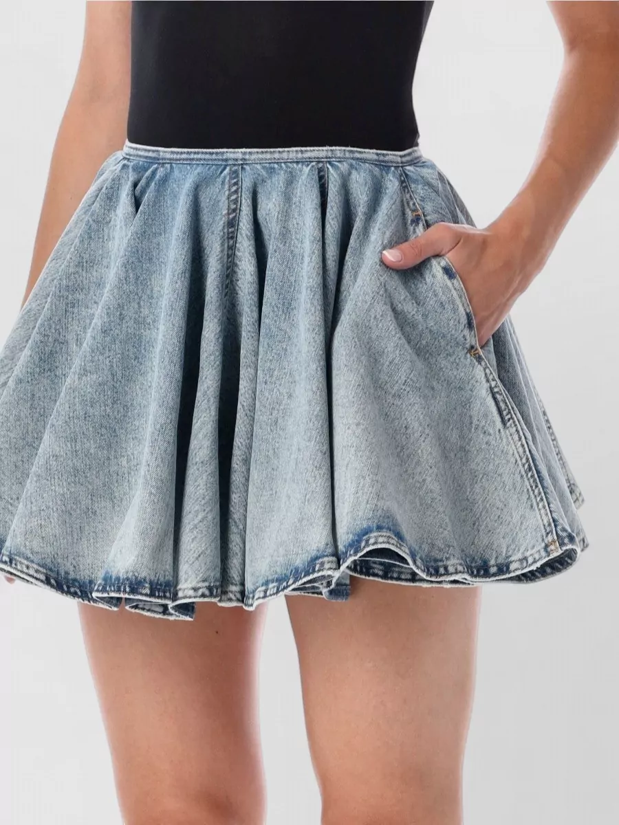Haikure Denim Flared Mini Skirt