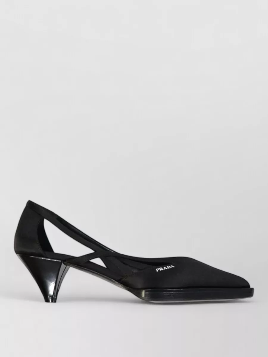 Prada silk mid heel pumps