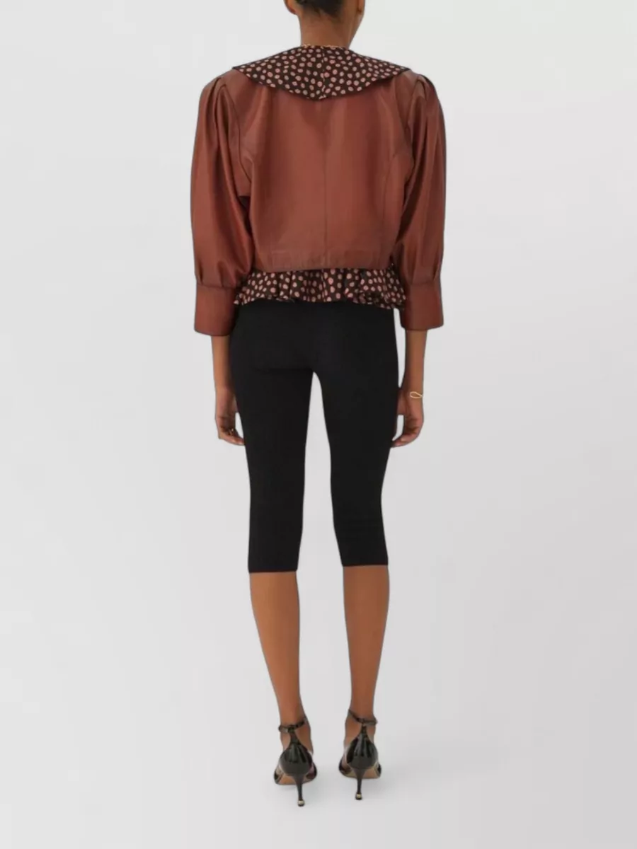 Chloé Lamb Leather Cropped Round Neck Jacket