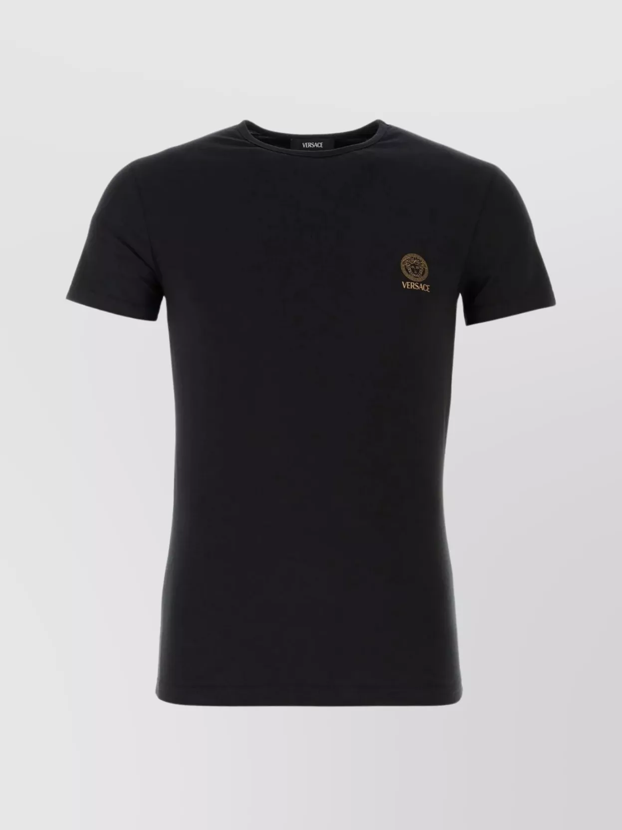 Shop Versace Stretch Cotton Crew-neck T-shirt With Short Sleeves