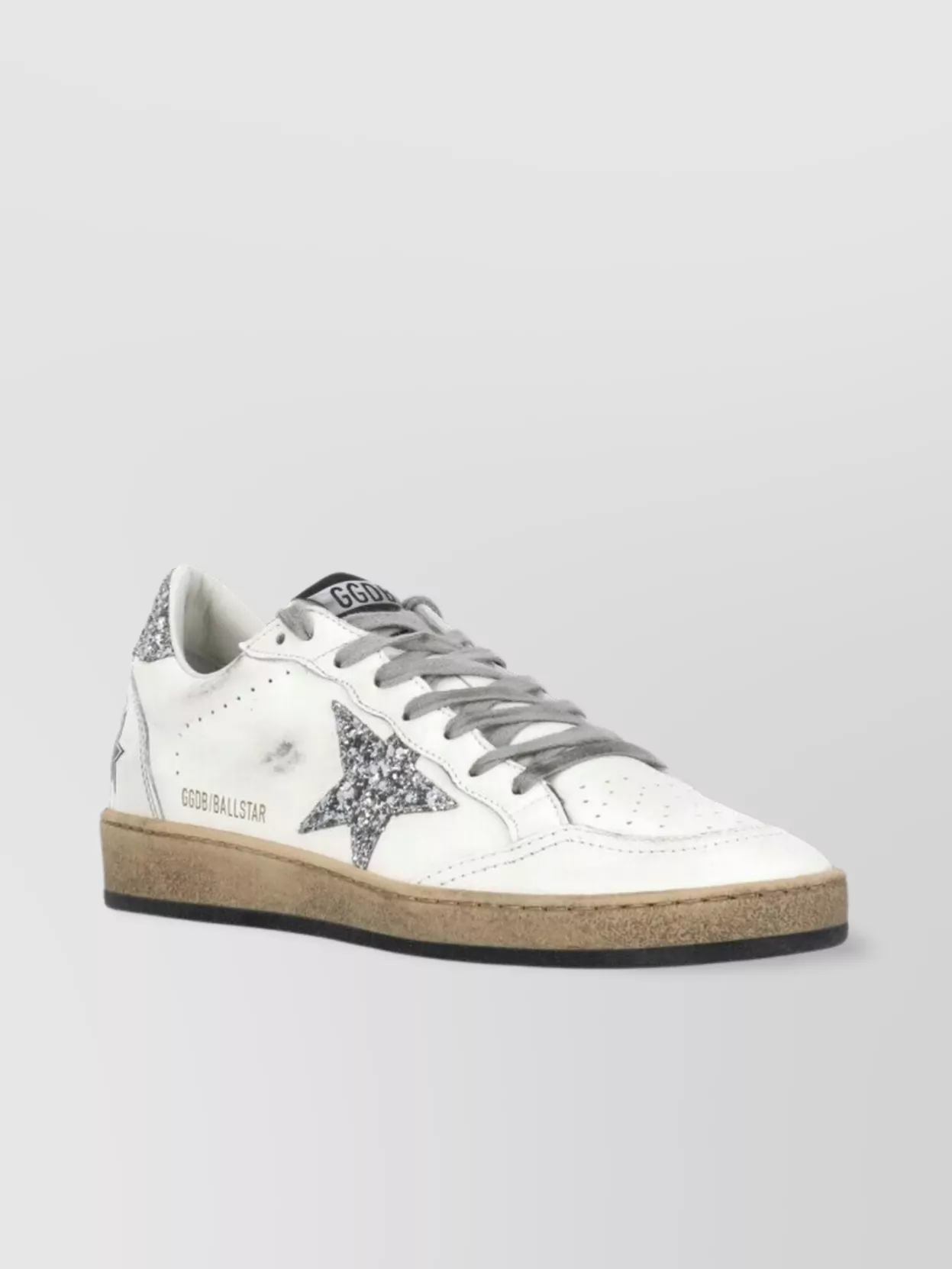Golden Goose Low Top Leather Sneakers With Glitter Detail