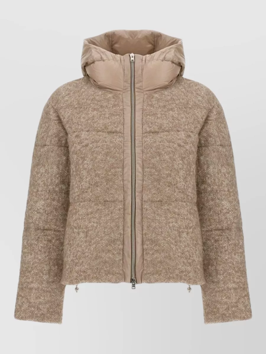 Herno bouclé sequin-embellished short down jacket