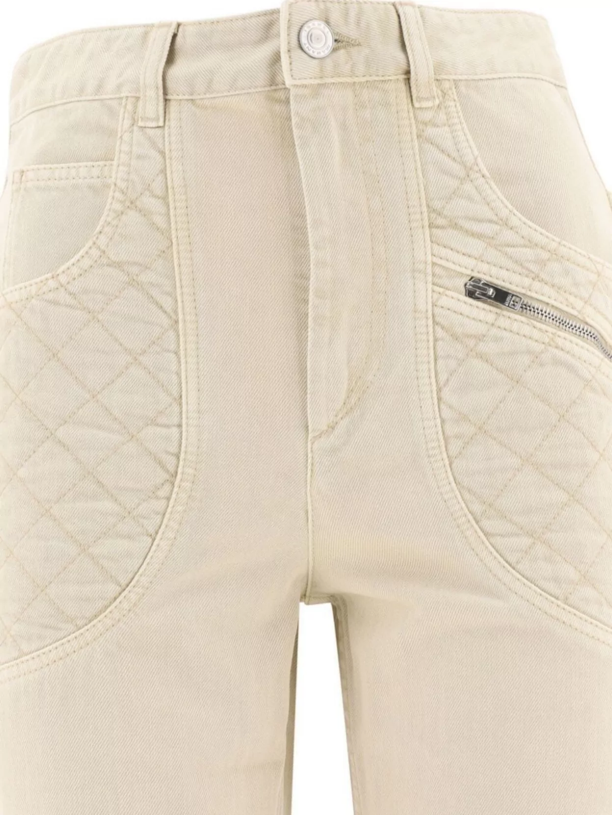 Shop Isabel Marant High Waist Stitched Pocket Trousers In Neutrals