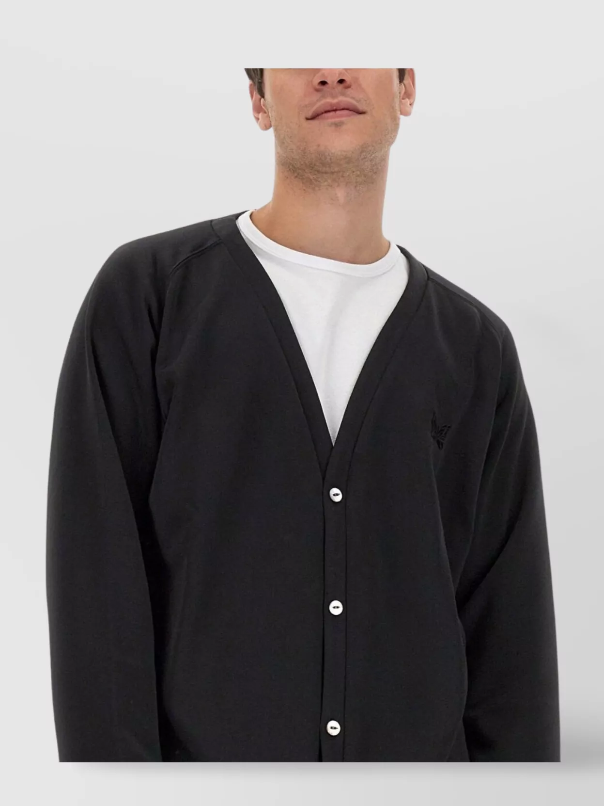 NEEDLES V-NECK LOGO CARDIGAN LONG SLEEVES