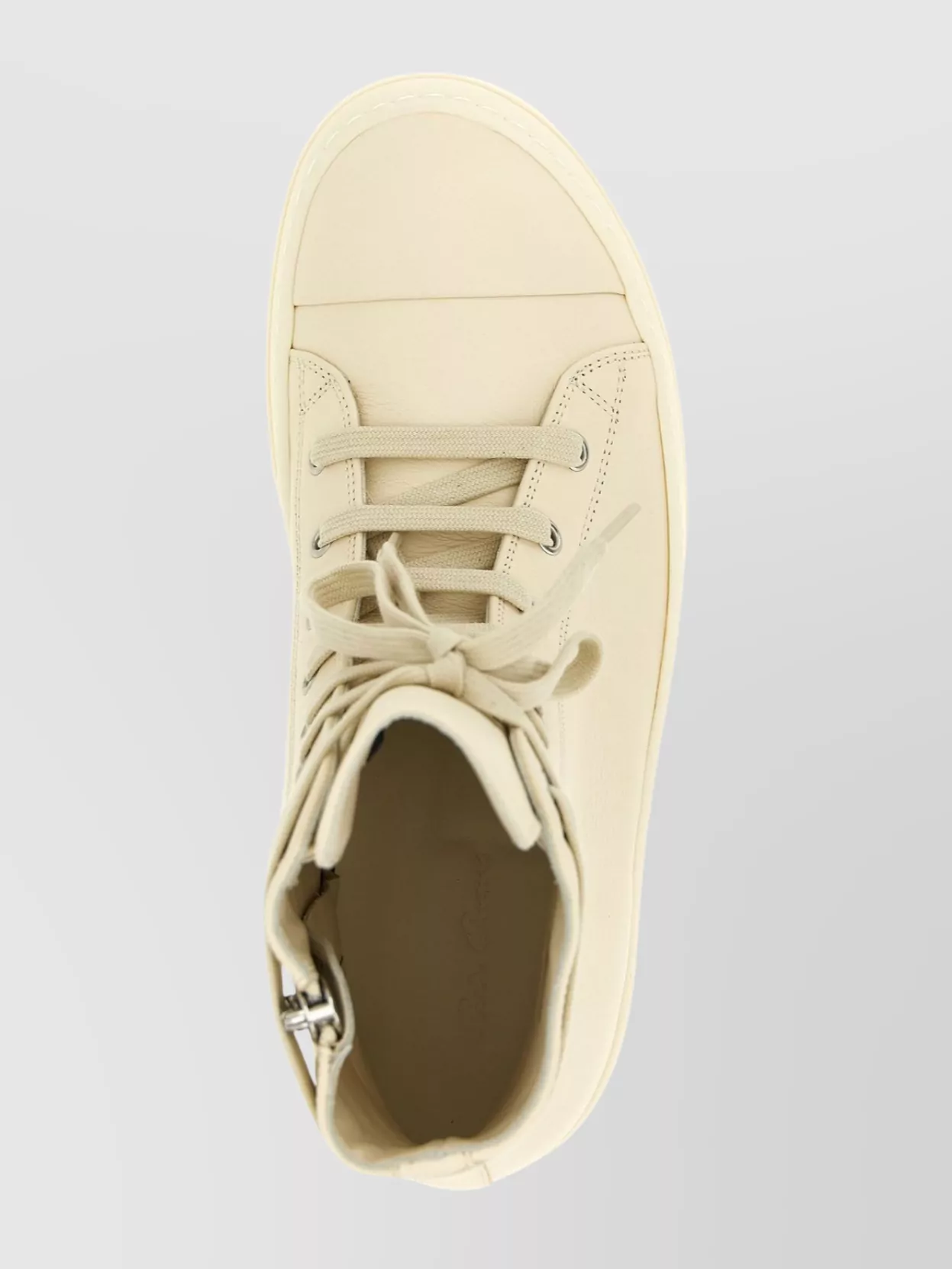 Rick Owens High-Top Round Toe Sneakers With Rubber Sole