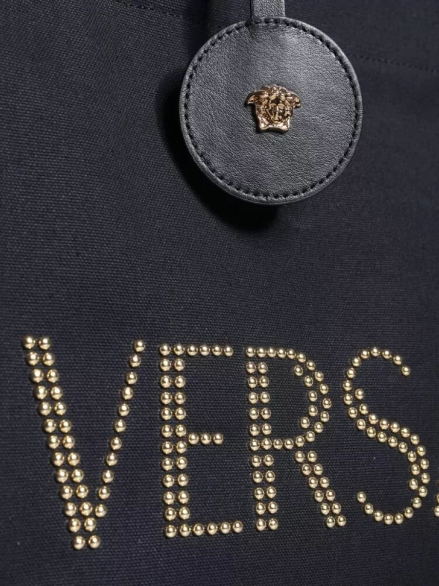 Versace Canvas Leather Tote Bag