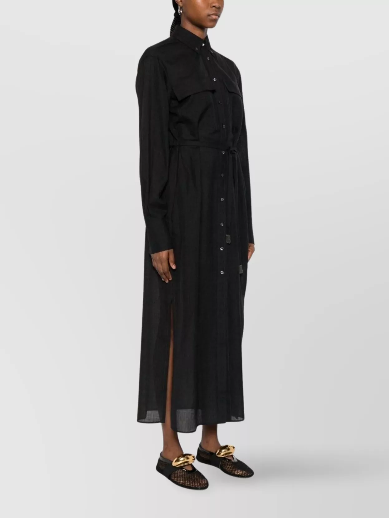 Brunello Cucinelli Midi Shirtdress With Long Sleeves And Pockets