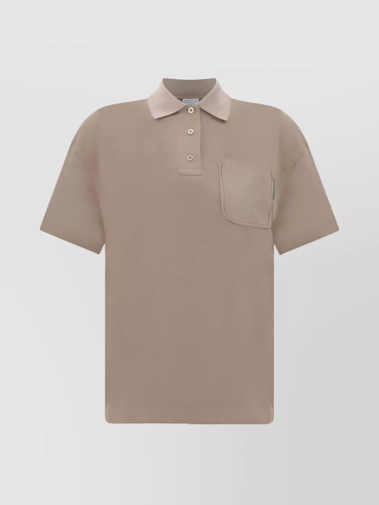 Shop Brunello Cucinelli Pocket Collar Cotton Polo Regular Short Buttons