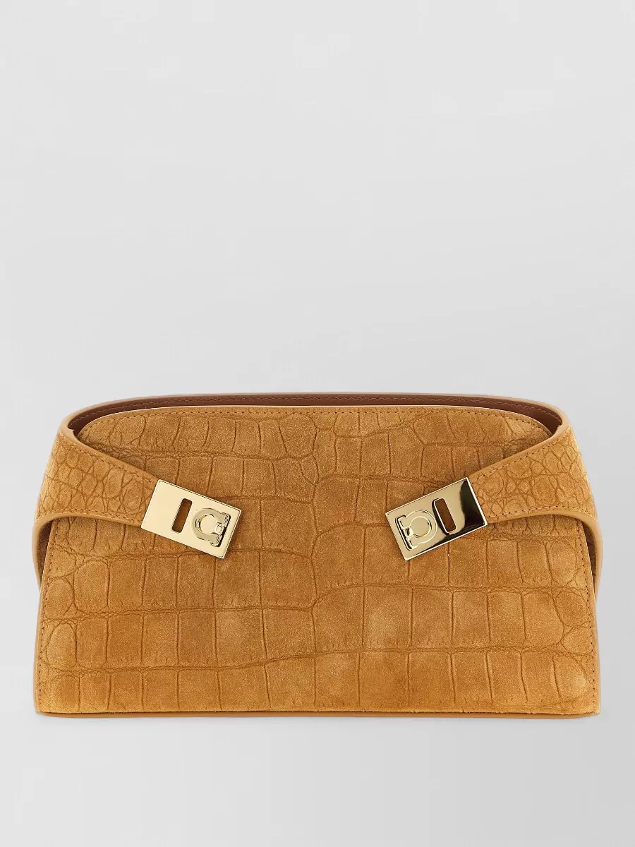 Ferragamo Hug Mini Crossbody Clutch Crocodile Texture