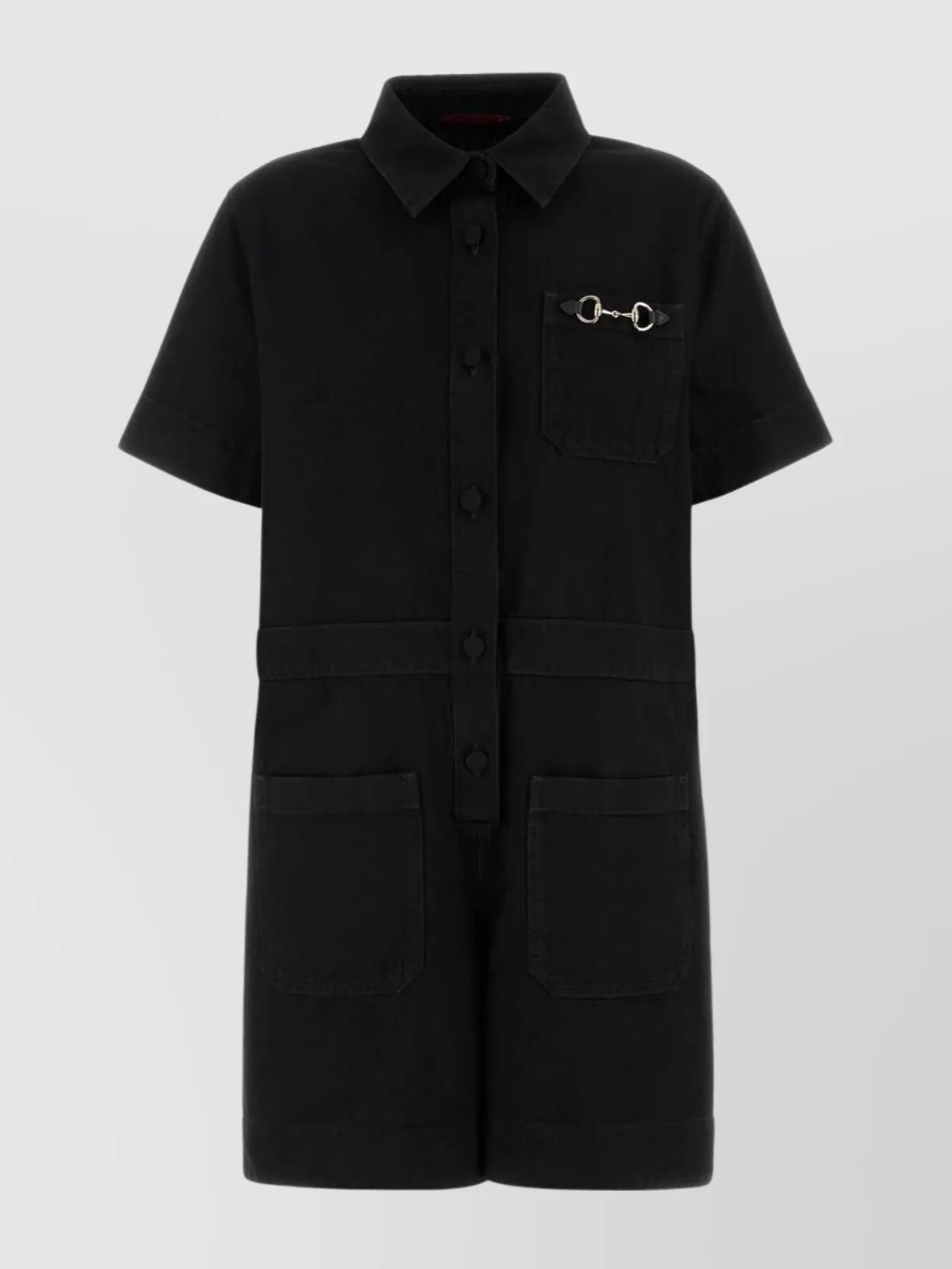 Gucci Denim Jumpsuit With Belt Loops And Pockets In Black