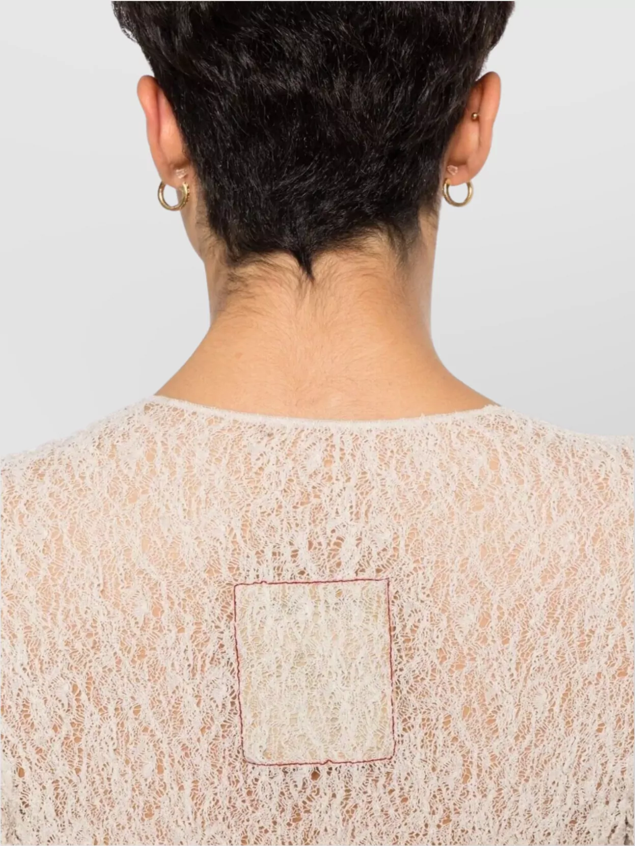 Uma Wang Sheer Textured Round Neck Long Sleeve Top