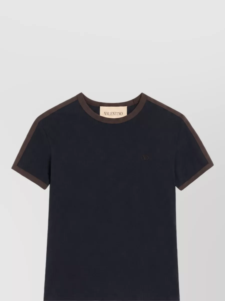 Valentino Ribbed crew neck cotton short-sleeve t-shirt