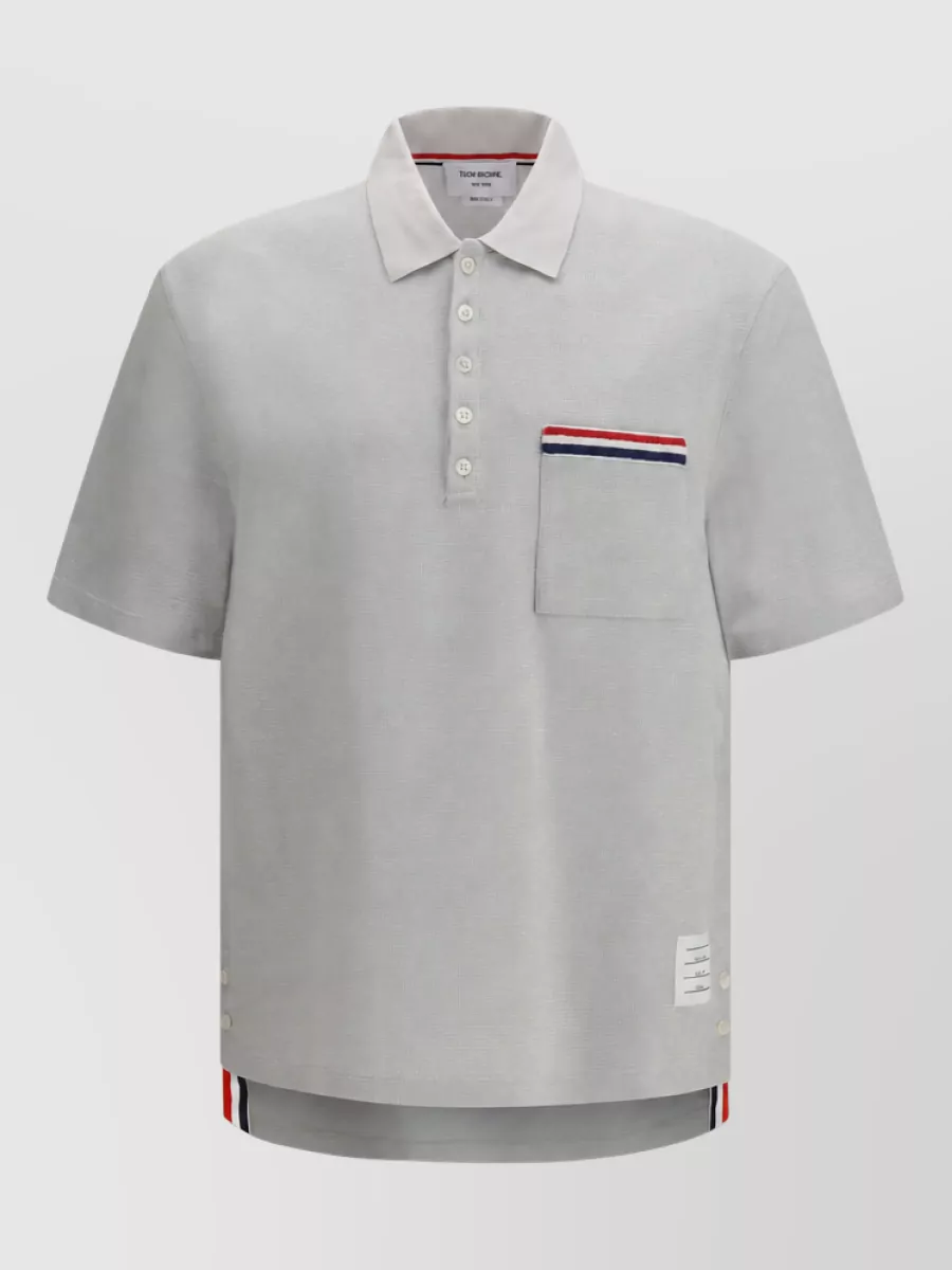 Thom Browne textured short-sleeve polo shirt