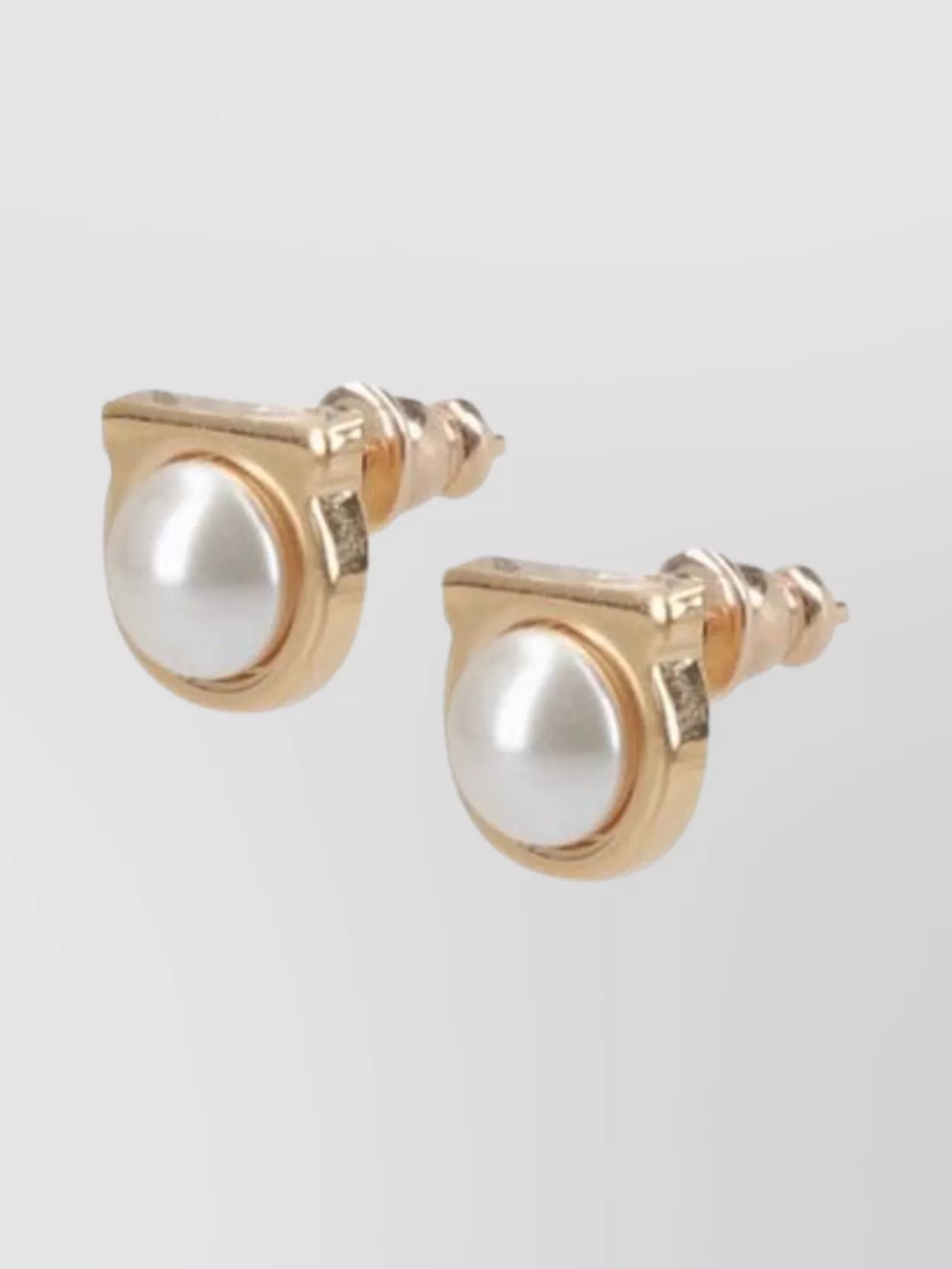 Ferragamo Earrings Stud Gold-Tone Pearl Detail