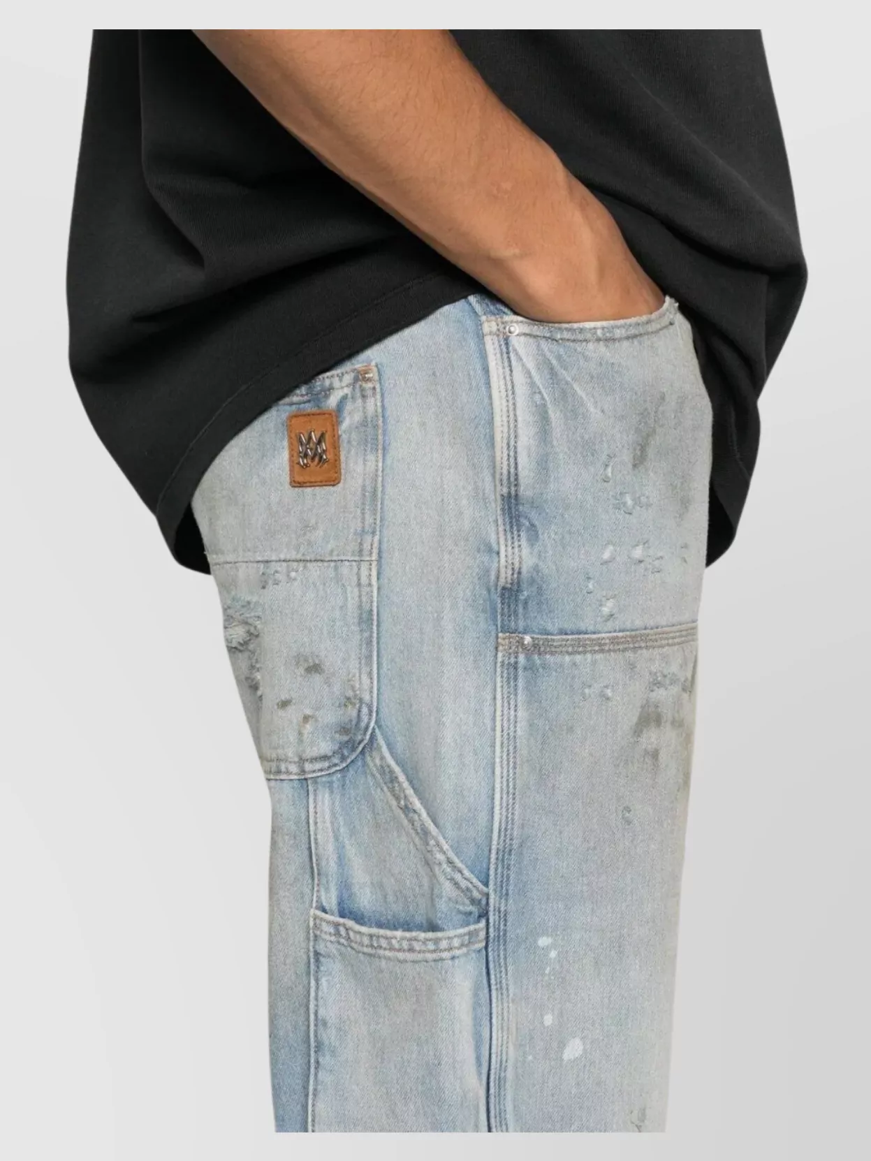 Amiri Distressed Straight-Leg Carpenter Jean