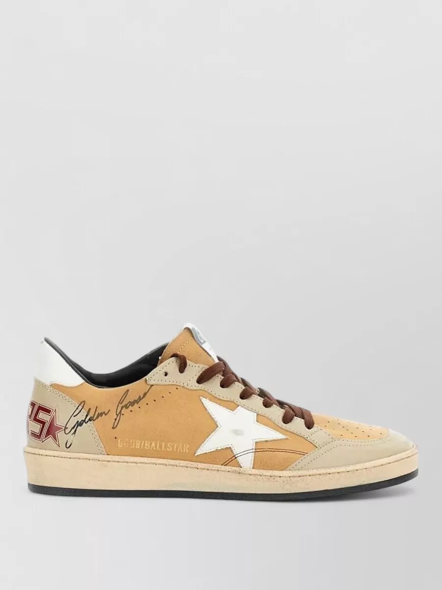 Golden Goose Leather Sneakers Star Patch Contrast Heel