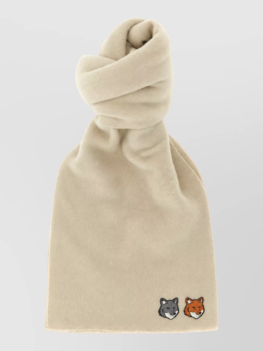 Maison Kitsuné virgin wool fringed scarf