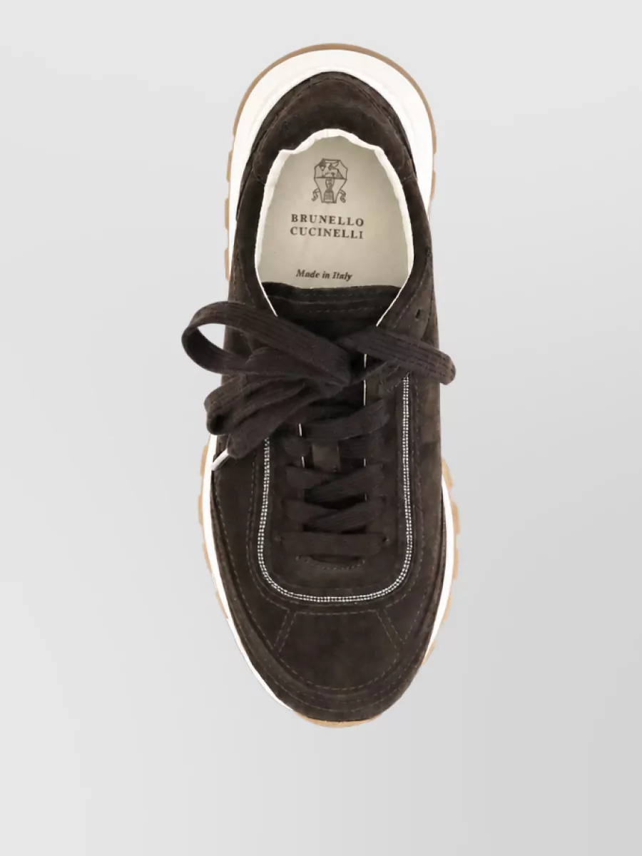 Brunello Cucinelli Suede Leather Lace-Up Sneakers
