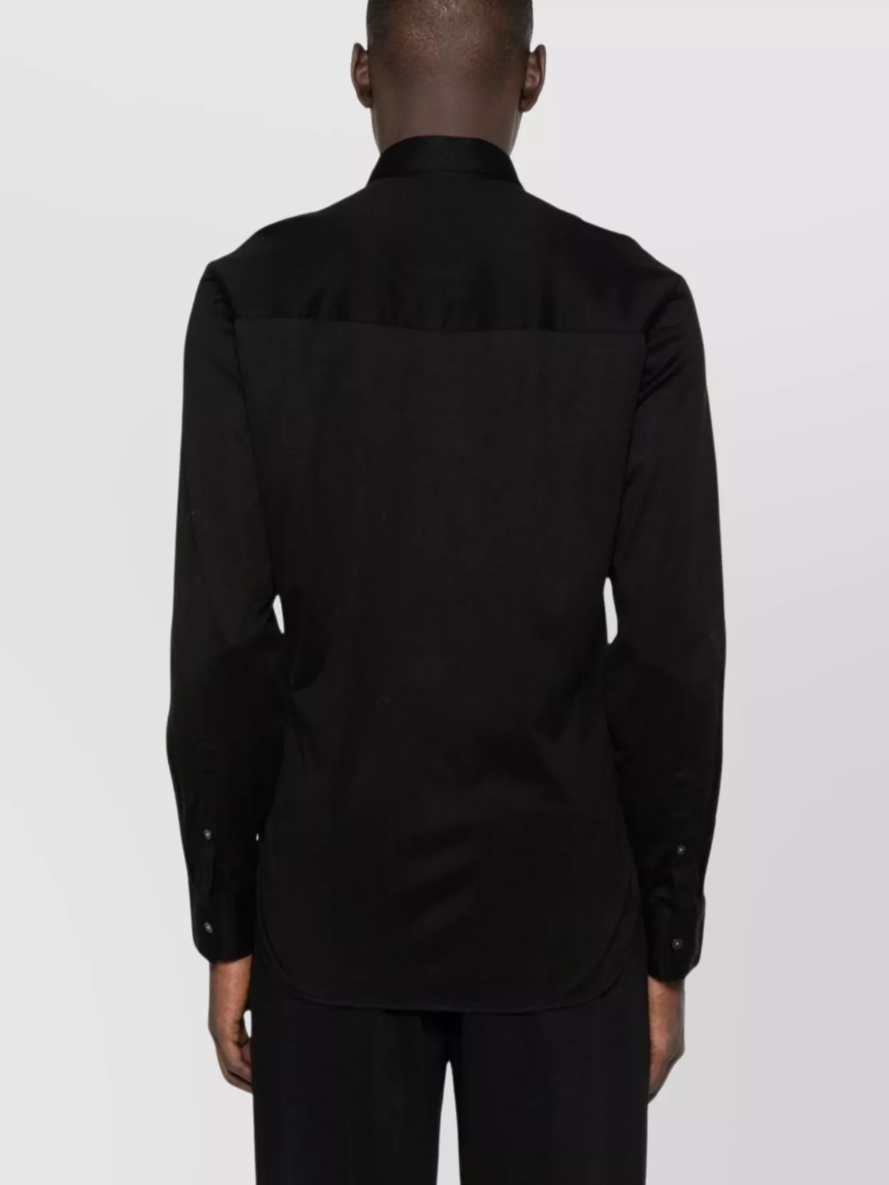 Emporio Armani Collared Neck Cotton Shirt With Yoke Detail