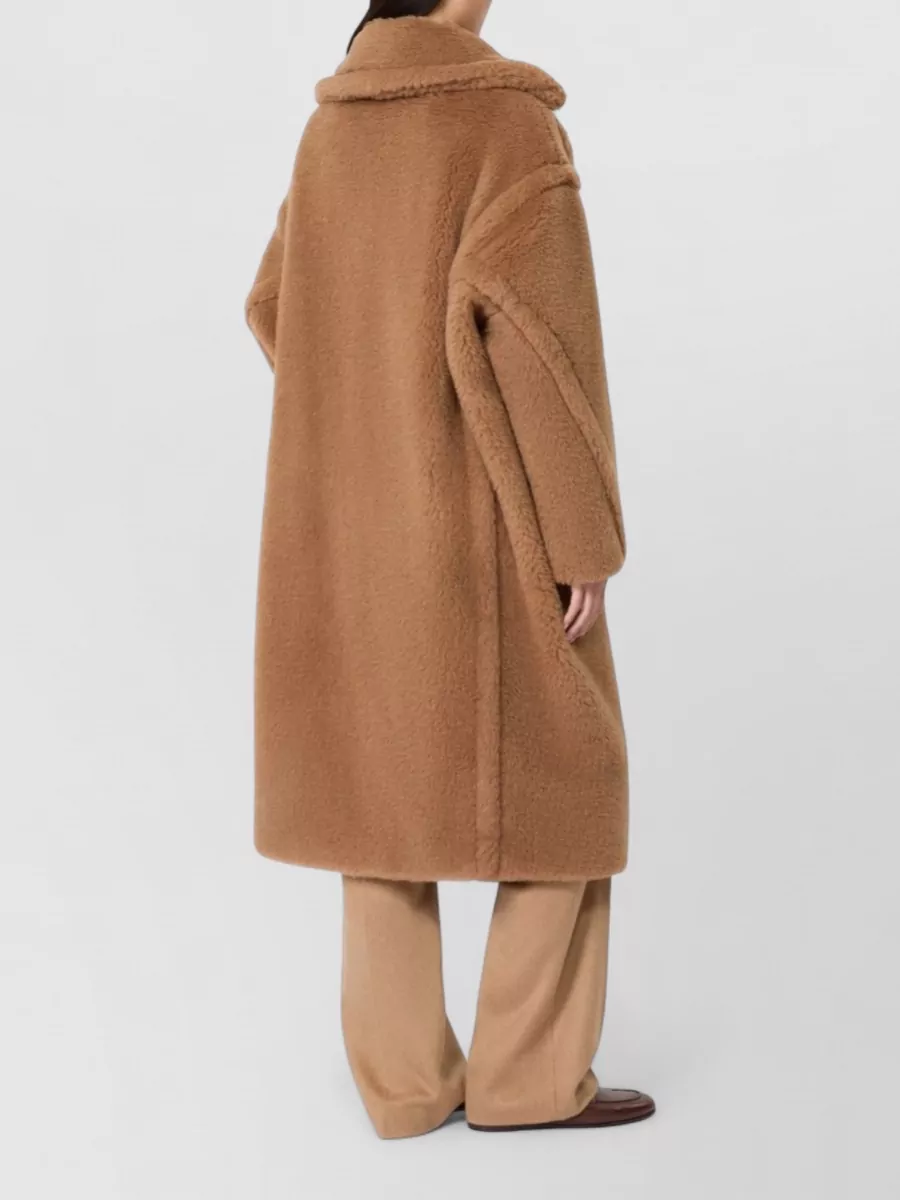 Max Mara Silk Camel Oversized Double-Breasted Teddy Coat