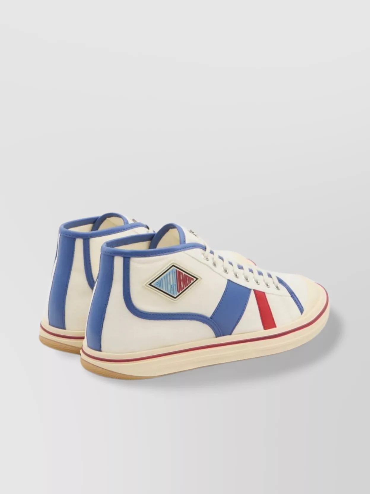 Bottega Veneta Eliot Leather Sneakers Blue Red Inserts