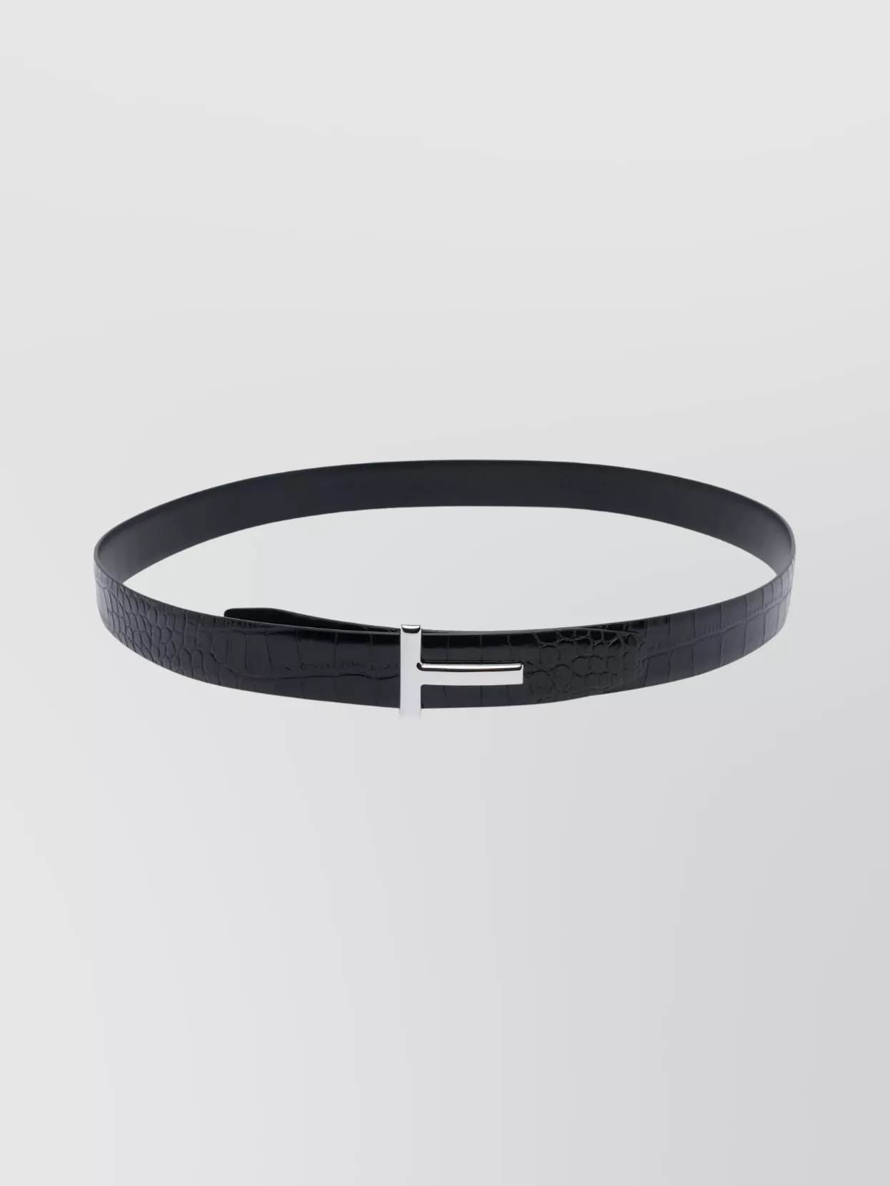 Tom Ford Reversible Crocodile Texture Belt Collection In Black