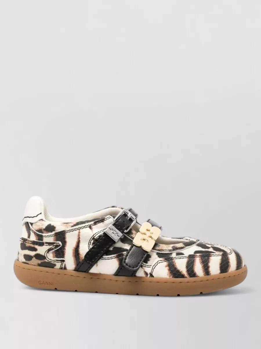 Ganni Silk Satin Buckle Ballet Flats