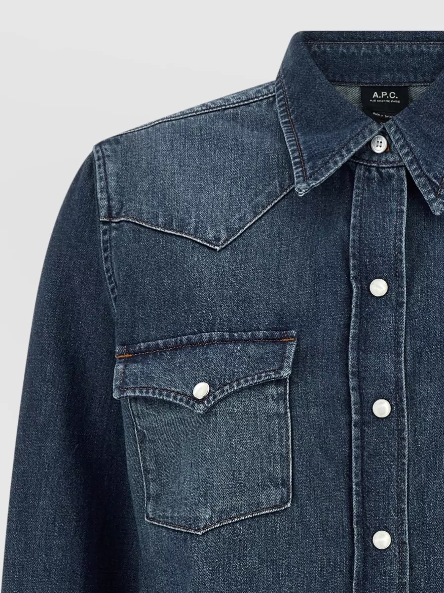 A.p.c. Western Style Shirt Chest Pockets Cuffs