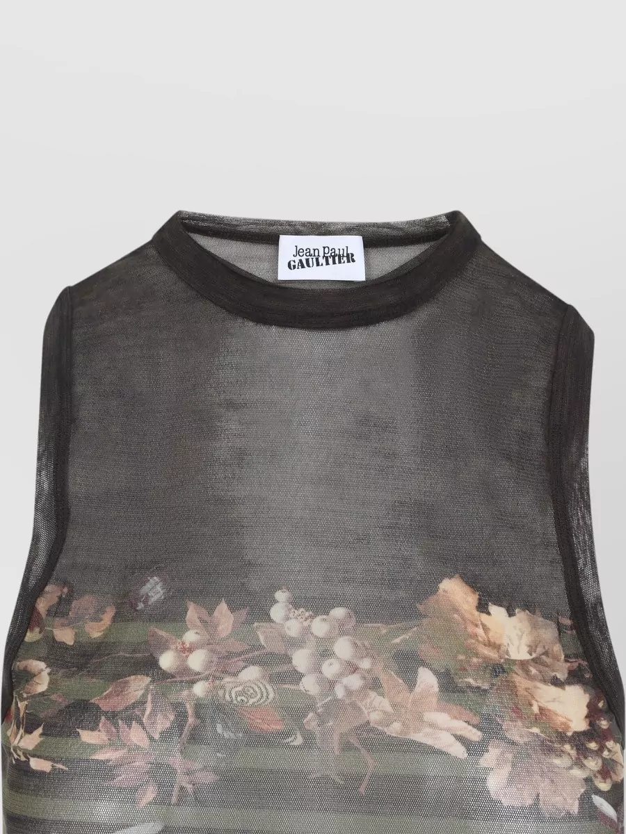 Jean Paul Gaultier Striped Mesh Sleeveless Tank Top