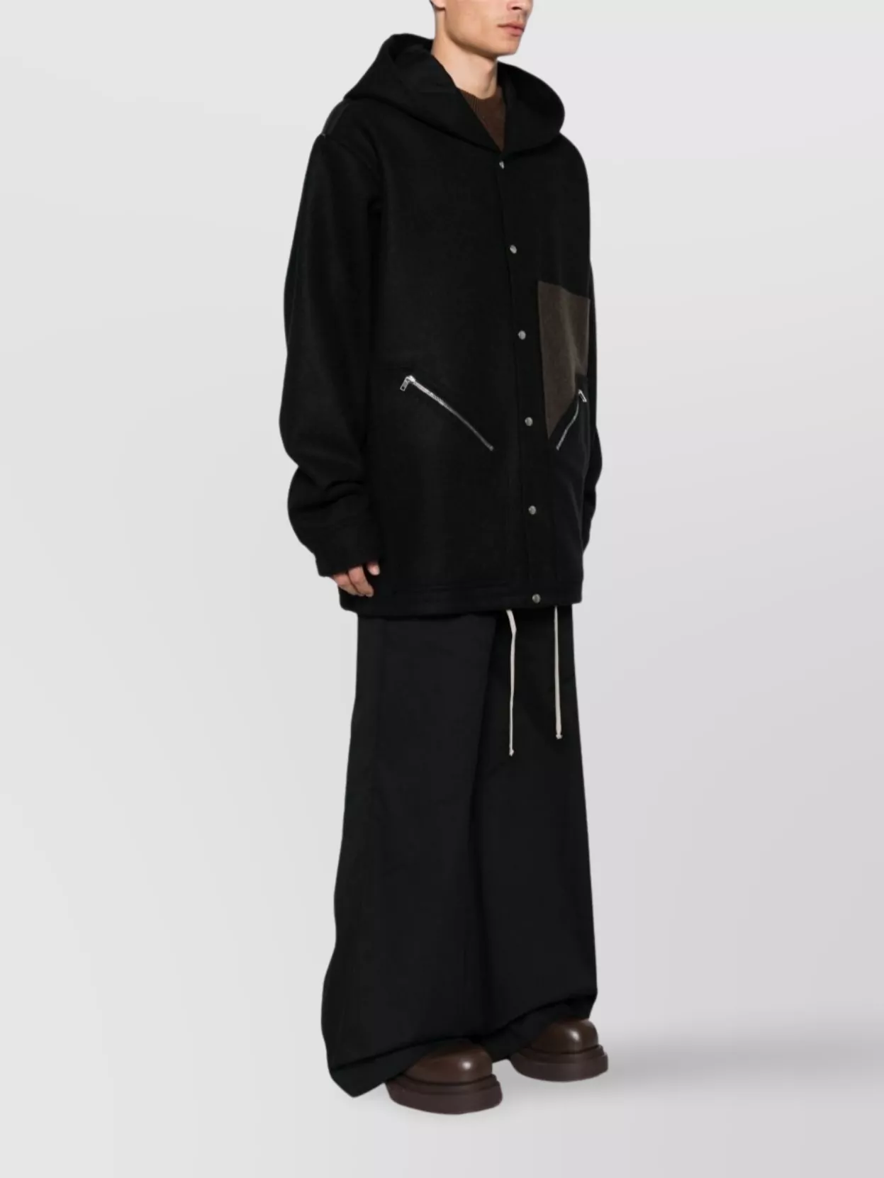 Rick Owens Drawstring Hem Wool Coat