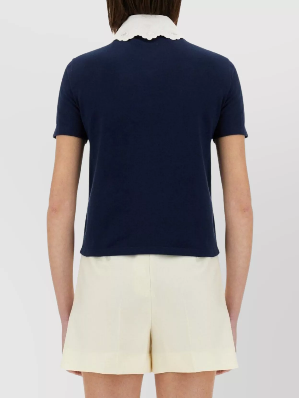 Valentino Garavani Embroidered Cotton Sweatshirt Polo Shirt In Blue
